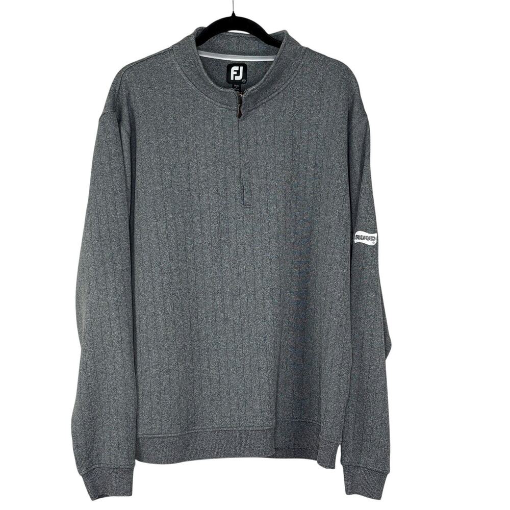 FootJoy 1/2 Zip Pullover Sweatshirt Drop Needle Gray Embroidered Sleeve Sz 2XL